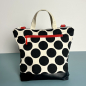 Preview: ST10140 robuster Canvas Stoff in offwhite mit großen schwarzen Punkten aus 100% Baumwolle Designbeispiel
