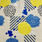 Preview: ST10146 Canvas Meterware KOKKA natur mit abstrakten Kreisen, Streifen & Vögeln Detailansicht