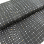 Preview: ST10197 Stoff Webware Baumwolle Meterware anthrazit mit hellgrauer Gitterstruktur und hellgrauen & gold metallic Punkte Meterware MODA