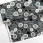 Preview: ST10197 Stoff Webware Baumwolle Meterware anthrazit mit hellgrauer Gitterstruktur und hellgrauen & gold metallic Punkte Meterware MODA