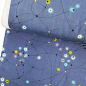 Preview: ST10209 Stoff Webware Baumwolle Meterware dunkelblau mit Linien bunte Leuchtpunkte Meterware Detailansicht
