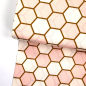 Preview: ST10212 Stoff Webware Baumwolle Meterware weiss rosa Wabenmuster Meterware  Detailansicht Detailansicht