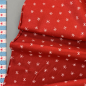 Preview: Baumwolle Webware unelastisch  - roter Weihnachts- & Winterstoff mit weißen Schneeflocken