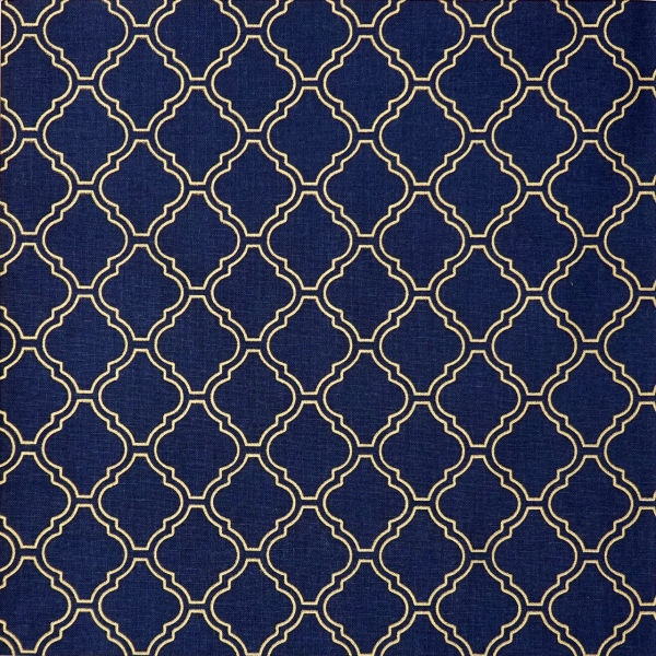 ST10131 Half Panama Stoff blau mit goldenem Karomuster aus 80% Baumwolle, 20% Polyester