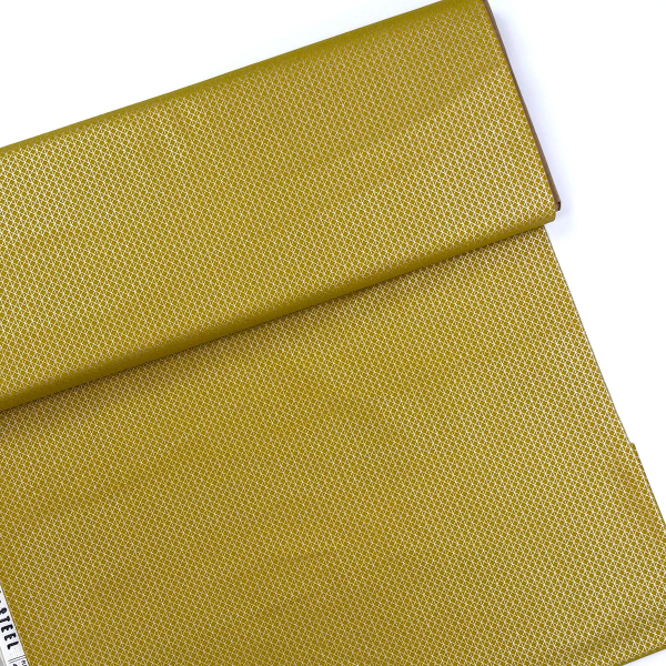 Preview: ST10183 Unelastische Webware gold mit silbermetallischem Karomuster als Meterware aus 100% Baumwolle
