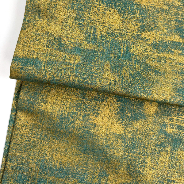 Preview: Stoff ST10210 Baumwolle Webware unelastisch - grün gold Vintage Effekt Meterware Meterware