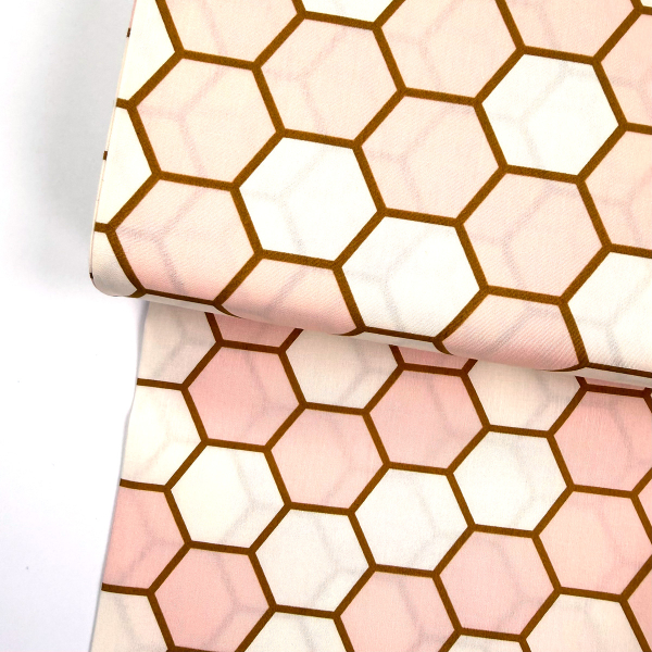 Preview: ST10212 Stoff Webware Baumwolle Meterware weiss rosa Wabenmuster Meterware  Detailansicht Detailansicht