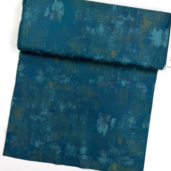 Preview: Stoff Nova Basic Grey  MODA ST10214 Baumwolle Webware unelastisch - dunkelblau mit hellblauem & goldenem Vintage Effekt