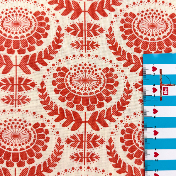 Baumwolle ST10217 Webware unelastisch Tilda Quilt Collection Tom Finnanger Lazy Days Collection creme rot Blumenmuster abstrakt