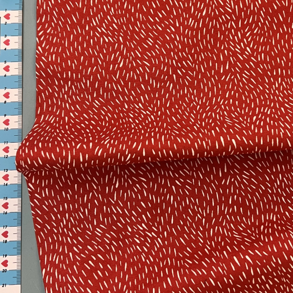 ST10089 Weihnachtsstoff rot mit weißem Schneemuster
