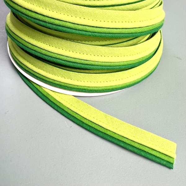 Paspelband 3fach 3farbig grün  matt Baumwolle BA10048 Vorderseite