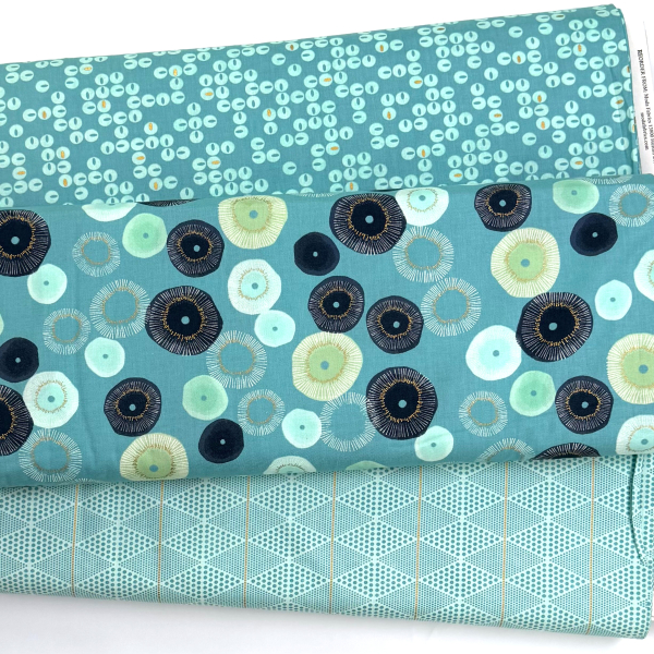 Mix Match ST10205 ST10206 ST10207 Stoff Webware Baumwolle Meterware Stoffgeschwister türkis Meterware MODA