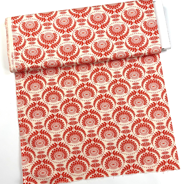 Baumwolle ST10217 Webware unelastisch Tilda Quilt Collection Tom Finnanger Lazy Days Collection creme rot Blumenmuster abstrakt