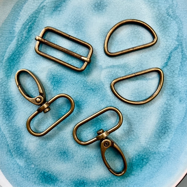 5er Set Taschenzubehör: Karabiner, Versteller, D-Ringe