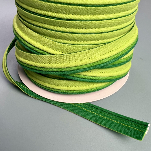 Paspelband 3fach 3farbig grün  matt Baumwolle BA10048 Rückseite